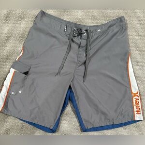 Hurley Board Shorts Gray and Blue Swim Size 38/XL Men's